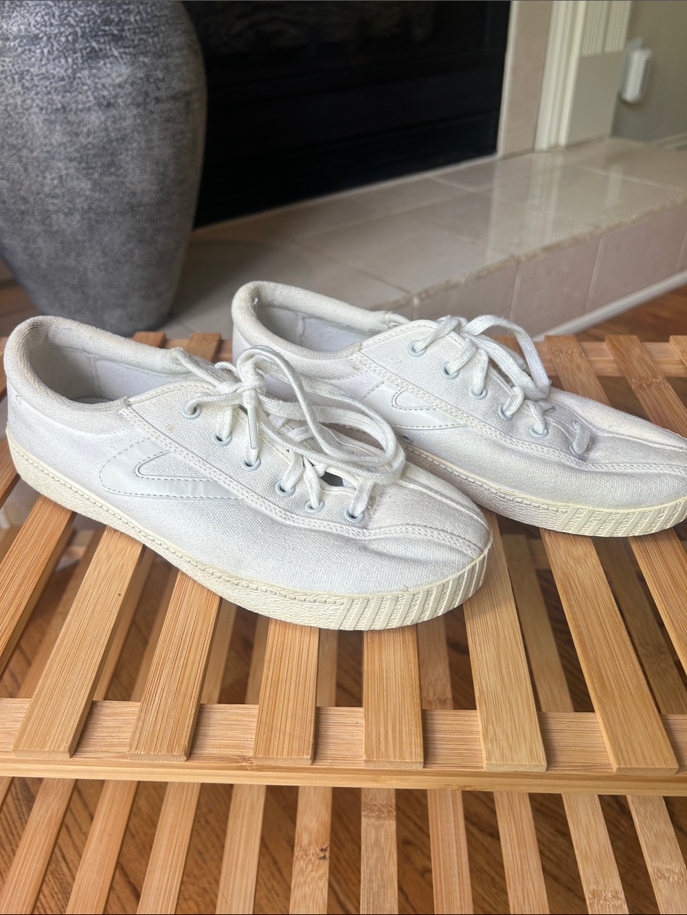 *can’t ship until 05/16* Tretorn Off-White Canvas Sneakers